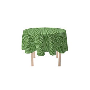 Round Tablecloth, 100% Polyester, 70" Round, Bam boo Green Grid Fence