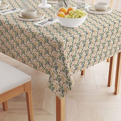Square Tablecloth, 100% Polyester, 60x60", Cute Gnomes and Flowers