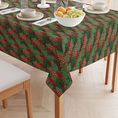 Square Tablecloth, 100% Polyester, 70x70", Christmas Tree Patchwork
