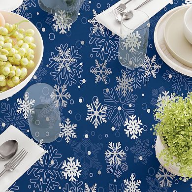 Square Tablecloth, 100% Polyester, 70x70", Winter Blue Snowflakes