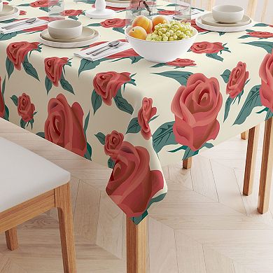 Rectangular Tablecloth, 100% Cotton, 52x104", Floral 85