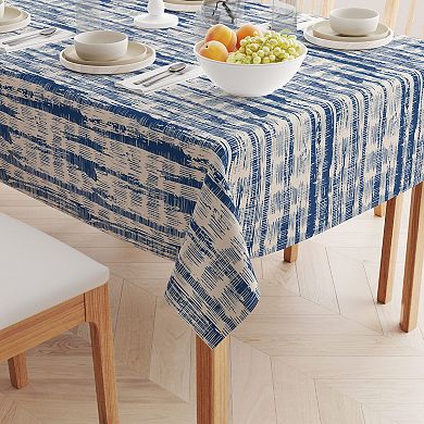 Rectangular Tablecloth, 100% Polyester, 60x120", Blue Batik Stripe