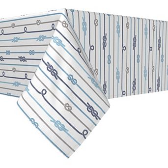 Square Tablecloth, 100% Polyester, 54x54", Nautical Rope Knot Stripe