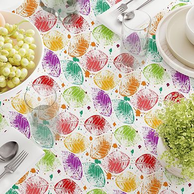 Square Tablecloth, 100% Polyester, 60x60", Bold Autumn Leaves & Paint Splatter