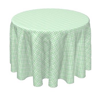 Round Tablecloth, 100% Polyester, 70" Round, Vintage Green Check