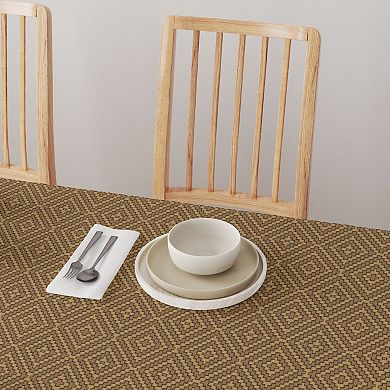 Square Tablecloth, 100% Polyester, 70x70", Diamond Wicker Wood Work