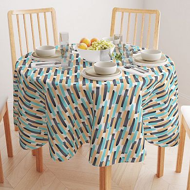 Round Tablecloth, 100% Polyester, 90" Round, Geometric Brush Stroke Stripe