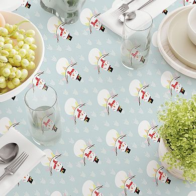 Rectangular Tablecloth, 100% Cotton, 60x104", Holiday Snowmen and Polar Bears