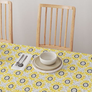 Rectangular Tablecloth, 100% Polyester, 60x120", Abstract Sunflowers