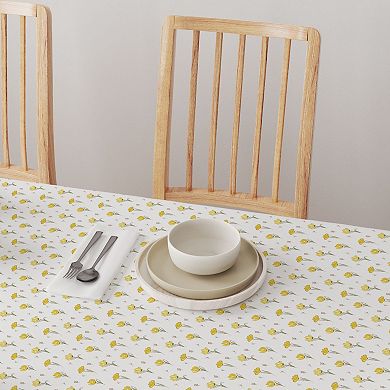 Rectangular Tablecloth, 100% Cotton, 60x120", Hand Drawn Yellow Tulips