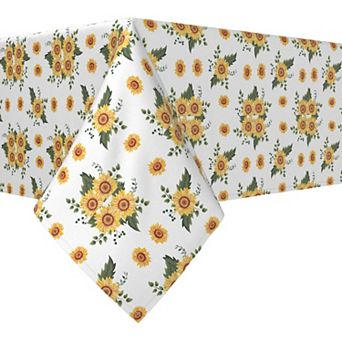 Rectangular Tablecloth, 100% Cotton, 52x104", Sunflower Style