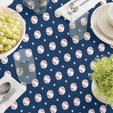 Square Tablecloth, 100% Polyester, 70x70", Baseball Stripe