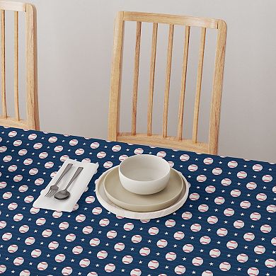 Square Tablecloth, 100% Polyester, 70x70", Baseball Stripe