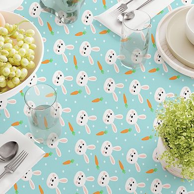 Rectangular Tablecloth, 100% Polyester, 60x120", Easter Rabbits Celebration