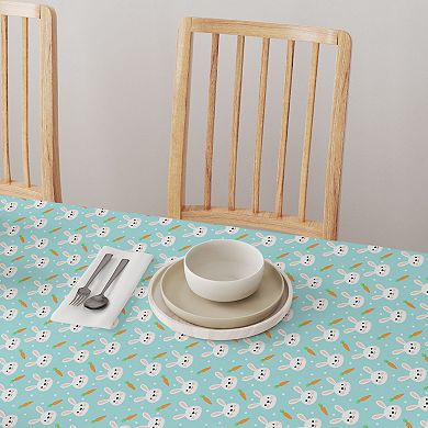 Rectangular Tablecloth, 100% Polyester, 60x120", Easter Rabbits Celebration