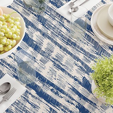 Rectangular Tablecloth, 100% Cotton, 52x104", Blue Batik Stripe