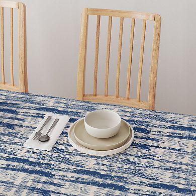 Rectangular Tablecloth, 100% Cotton, 52x104", Blue Batik Stripe