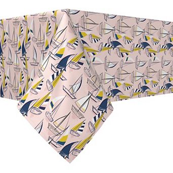 Rectangular Tablecloth, 100% Cotton, 60x120", Sailboats Pink