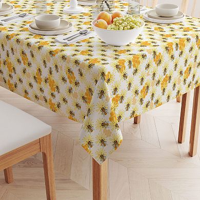 Rectangular Tablecloth, 100% Cotton, 52x120", Honey Bee Sketch