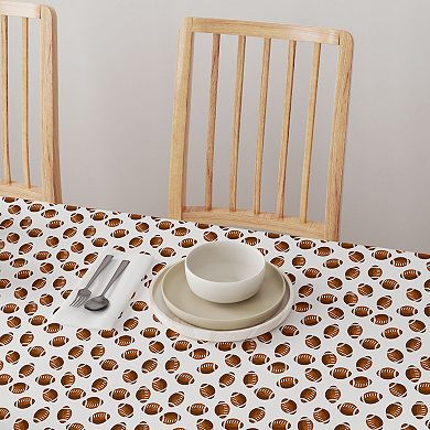 Round Tablecloth, 100% Polyester, 70" Round, Allover Football Pattern