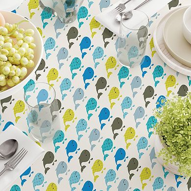 Rectangular Tablecloth, 100% Polyester, 60x104", Happy Whales