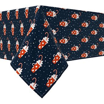 Rectangular Tablecloth, 100% Cotton, 60x120", Polka Dot Hot Cocoa Mugs