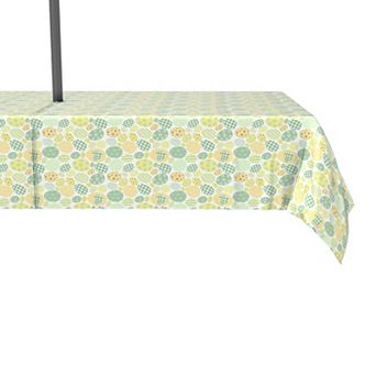 Water Repellent, Outdoor, 100% Polyester, 60x104", Green & Yellow Pastel Easter Eggs