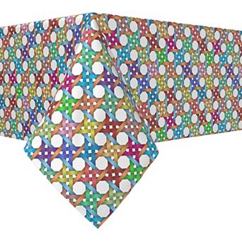 Square Tablecloth, 100% Polyester, 60x60", Abstract Colorful Octagon