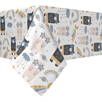 Square Tablecloth, 100% Cotton, 52x52", Bears, Rainbows & Stars