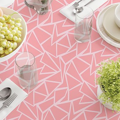 Square Tablecloth, 100% Cotton, 52x52", Geometric Shapes Pink