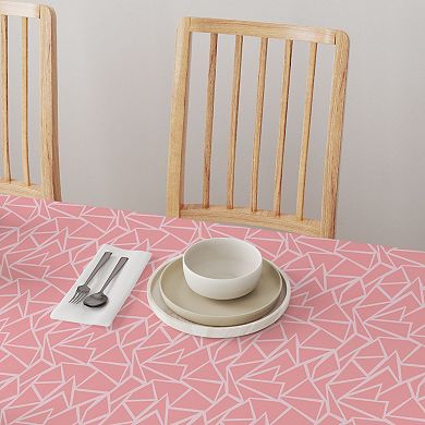 Square Tablecloth, 100% Cotton, 52x52", Geometric Shapes Pink