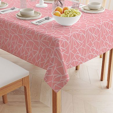 Square Tablecloth, 100% Cotton, 52x52", Geometric Shapes Pink