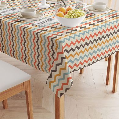 Square Tablecloth, 100% Polyester, 70x70", Chevron Illustration