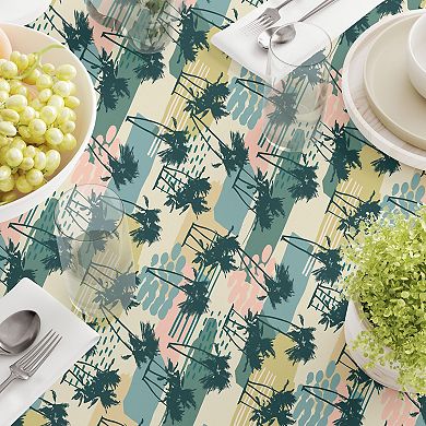 Rectangular Tablecloth, 100% Polyester, 60x104", Island Illustration