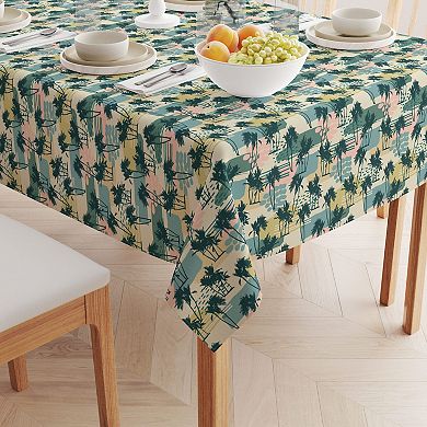 Rectangular Tablecloth, 100% Polyester, 60x104", Island Illustration