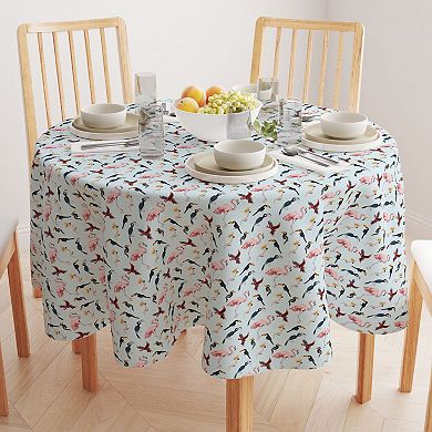 Round Tablecloth, 100% Polyester, 90" Round, Jungle Birds