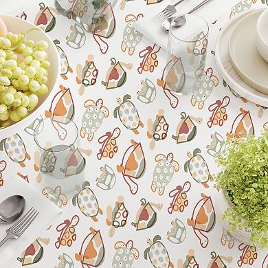 Square Tablecloth, 100% Polyester, 70x70", Doodle Turtles