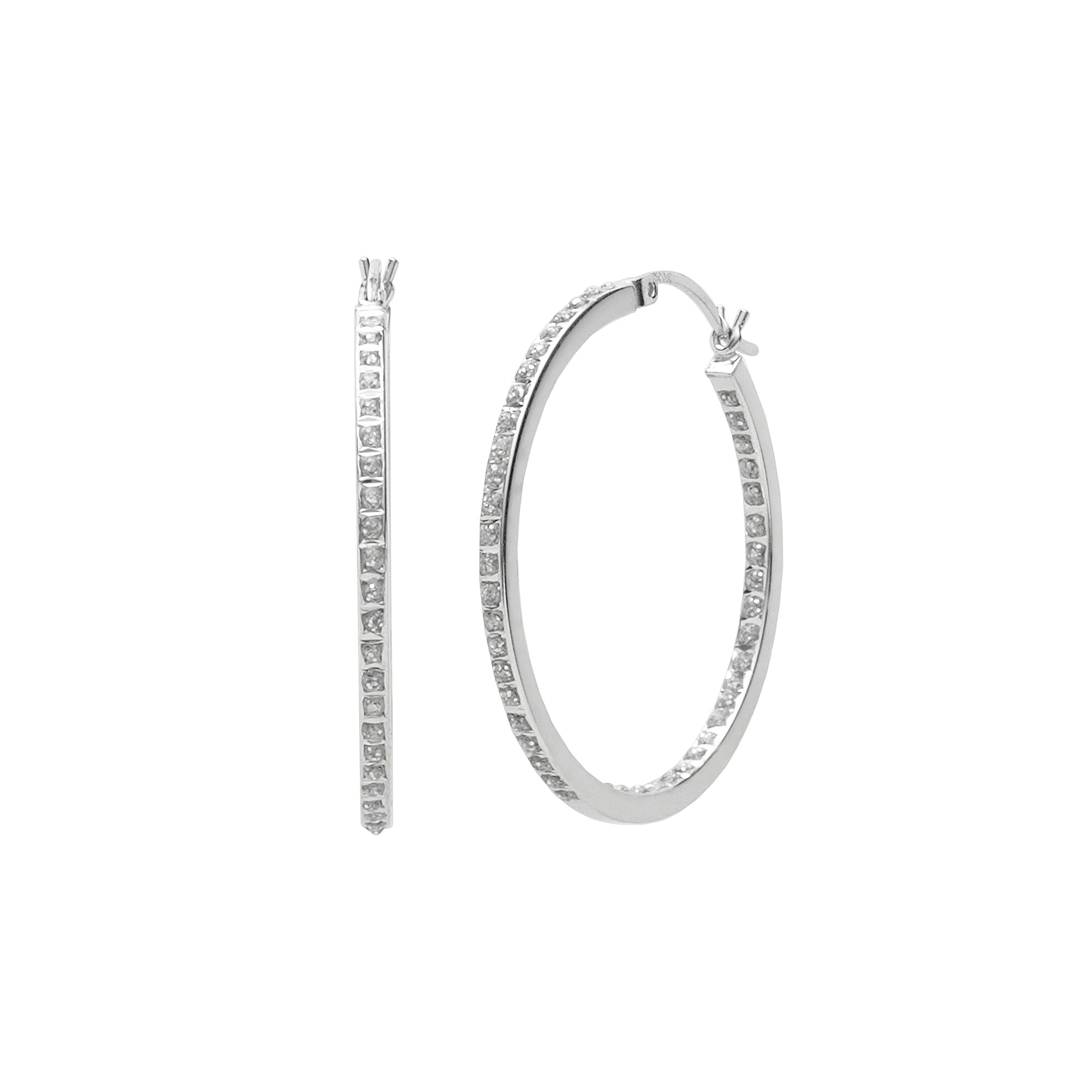 Diamond Mystique™ Platinum Over Silver Diamond Accent Hoop Earrings, Wome