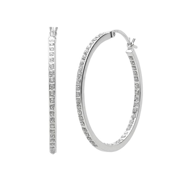 Diamond Mystique™ Platinum Over Silver Diamond Accent Hoop Earrings