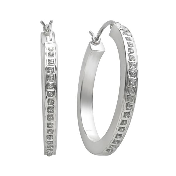 Diamond Mystique™ Platinum-Over-Silver Diamond Accent Hoop Earrings