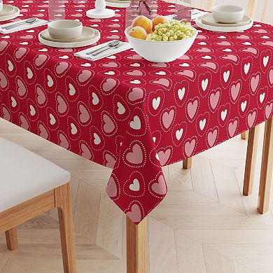 Rectangular Tablecloth, 100% Polyester, 60x120", Hearts in Stitches