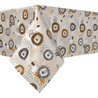 Rectangular Tablecloth, 100% Cotton, 52x104", Doodle Lions