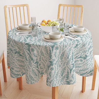 Round Tablecloth, 100% Polyester, 70" Round, Green Garden Flowers