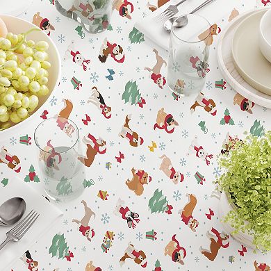 Rectangular Tablecloth, 100% Cotton, 52x120", Holiday Dogs