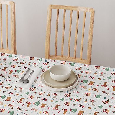 Rectangular Tablecloth, 100% Cotton, 52x120", Holiday Dogs