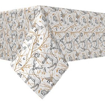 Rectangular Tablecloth, 100% Cotton, 60x120", Woodland Wildlife
