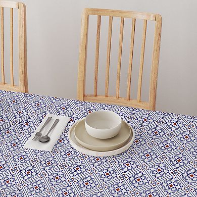 Round Tablecloth, 100% Polyester, 60" Round, Ceramic Tile Pattern
