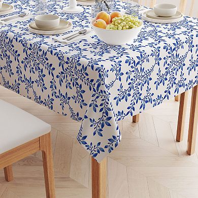 Rectangular Tablecloth, 100% Cotton, 52x84", Swirly Blue Vines