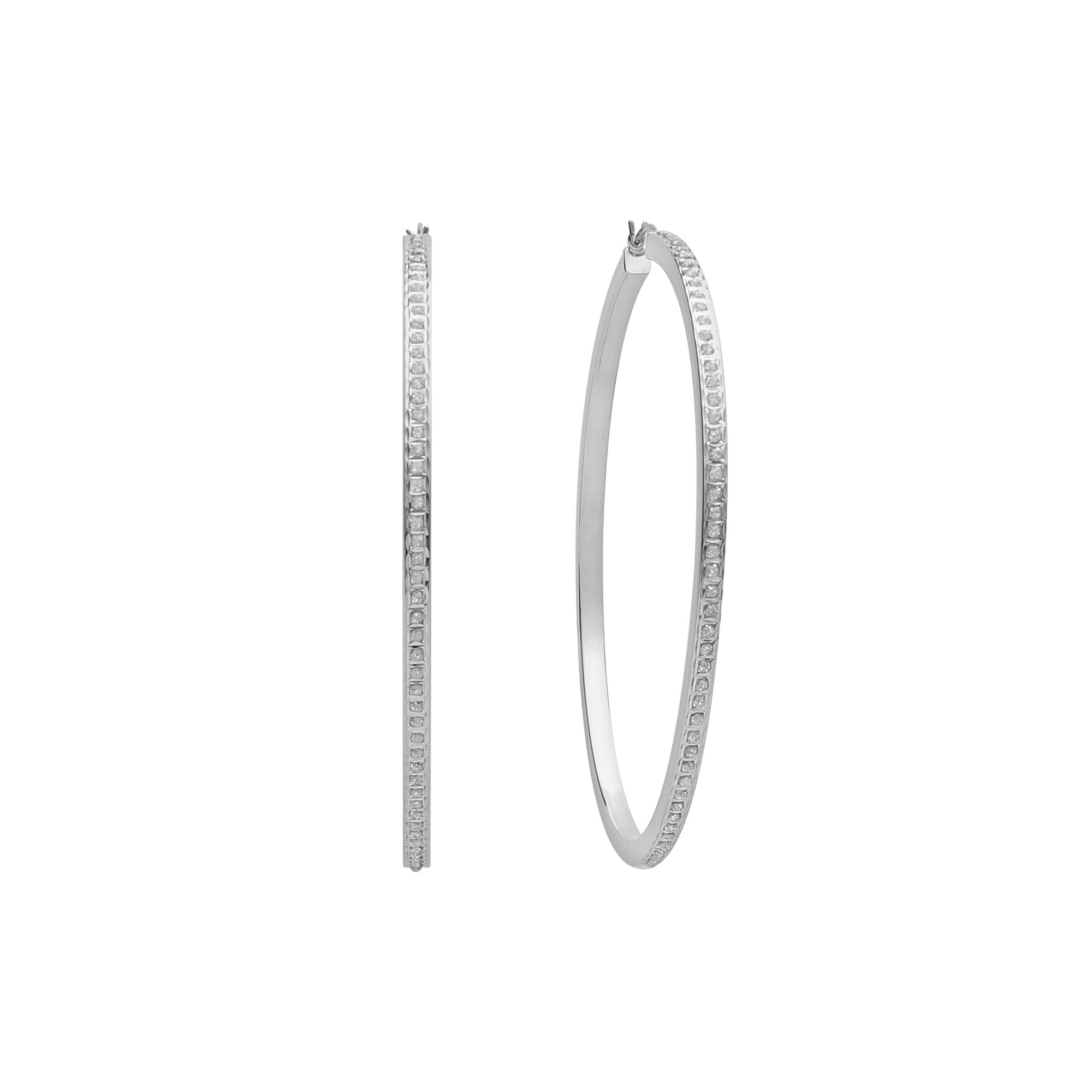 Diamond Mystique™ Platinum-Over-Silver Diamond Accent Hoop Earrings, Wome