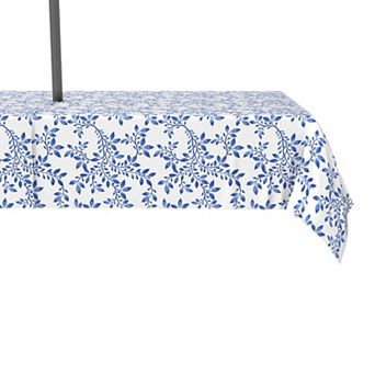 Water Repellent, Outdoor, 100% Polyester, 60x84", Swirly Blue Vines